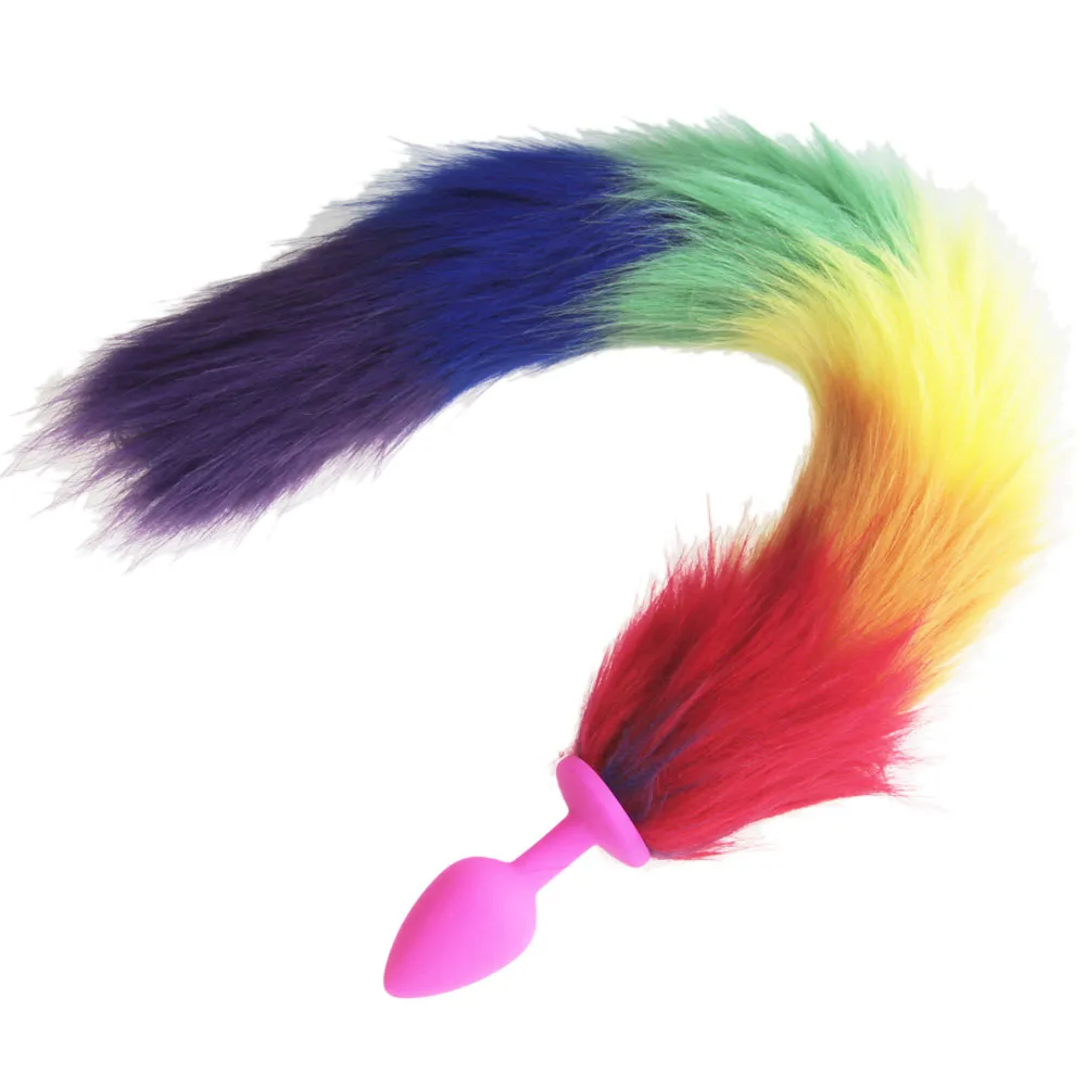 hh080 rainbow fox tail anal plugs (13)