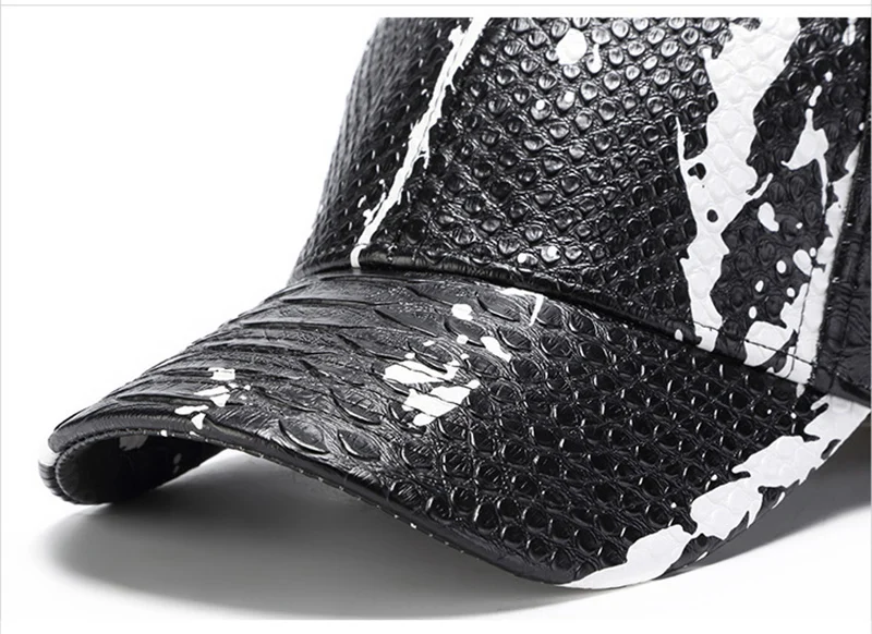 Baseball Cap Men Snapback Dad Hat Hip Hop Faux Leather Adjustable Curved Bill Sports Outdoor Accessory (6)
