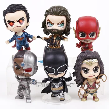 

Justice League Superman Batman Wonder Woman The Flash Aquaman Cyborg PVC Figures Toys 6pcs/set 10~12cm