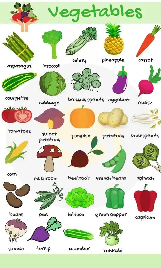 Custom Poster Fruits and Vegetables Vocabulary in English 02 Wall Sticker Home Decor Silk Art