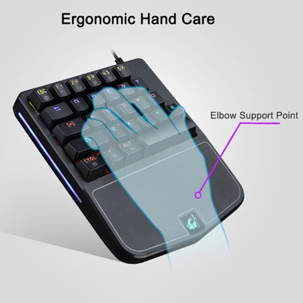 Single Hand Mechanical Computer PC PUBG Gaming Keyboard 28 keys Wired USB LED Optical Gaming Keyboard for PC Gamer for PUBG Single Hand Mechanical Computer PC PUBG Gaming Keyboard 28 keys Wired USB LED Optical Gaming Keyboard for PC Gamer for PUBG