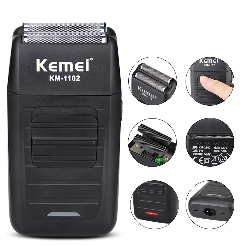 Kemei KM 1102 Перезаряжаемые аккумуляторная электробритва для Для мужчин с двойным