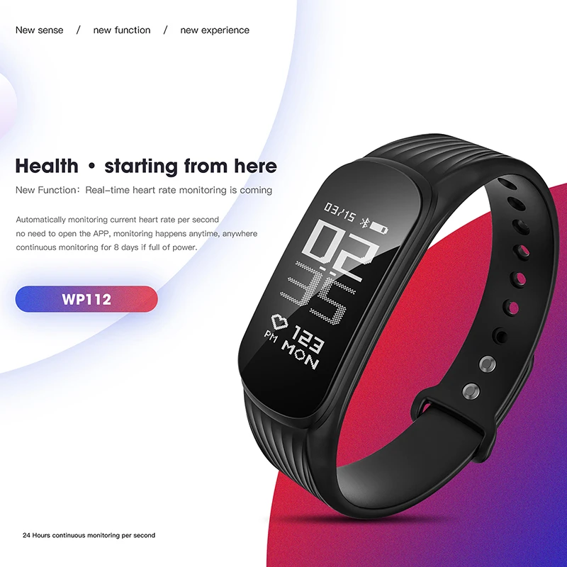 WP112 Smart Bands Fitness Tracker Wristband Bluetooth Wireless Smart