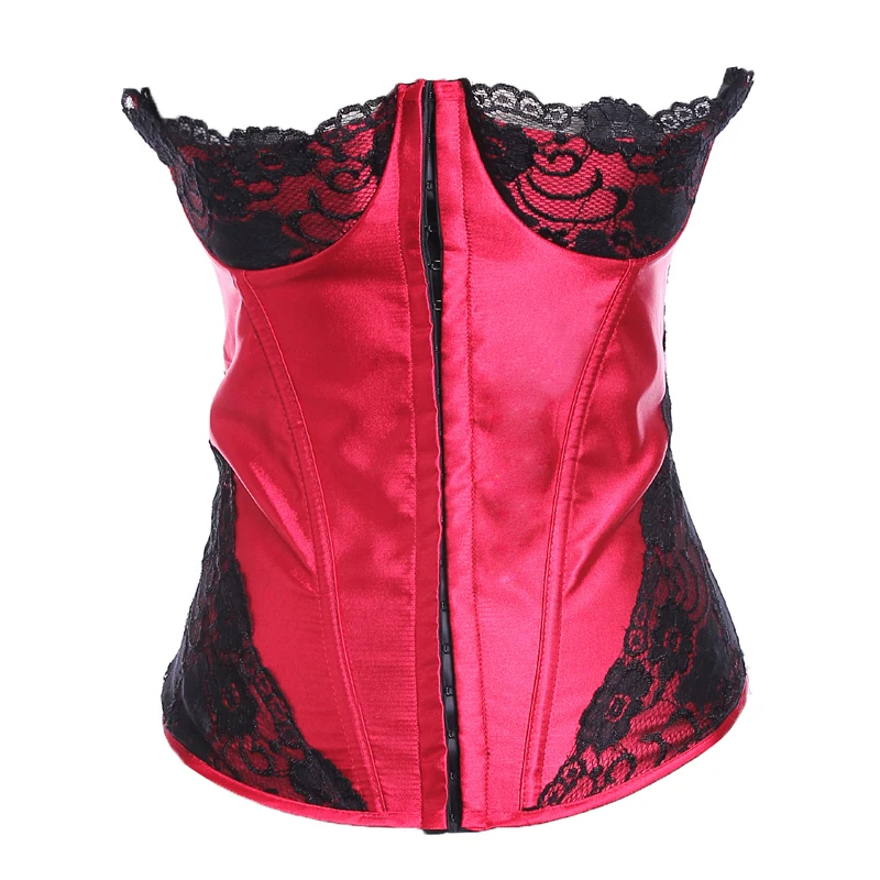 2016 New Arrival Sexy Hot Red Lace Corset Braless Corsets And Bustier With Straps Free Shipping