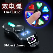 Fidget Spinner Dual Arc Lighter USB Electronic Cigarette Lighter 18 Kind Light Pattern Changeable Windproof Reduce Pressure Tool