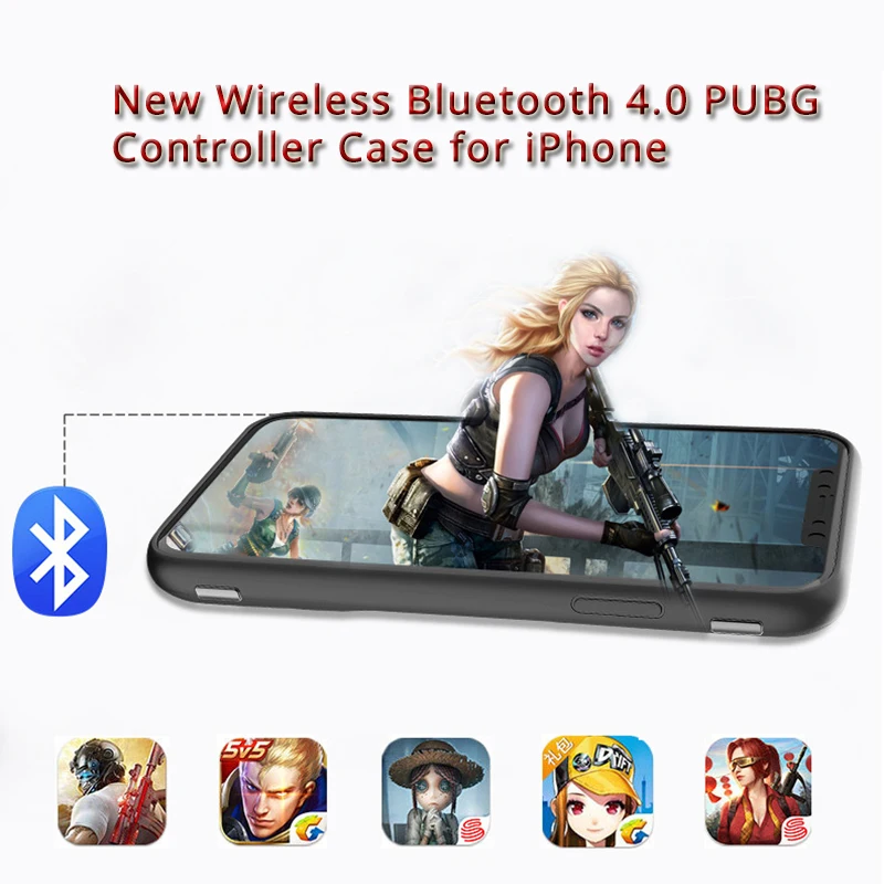 

Wireless Bluetooth Pubg Controller 2 in 1 Joystick Trigger Fire Aim Button GamePad for iPhone 6 6s 7 8 Plus X XS XR MAX Case