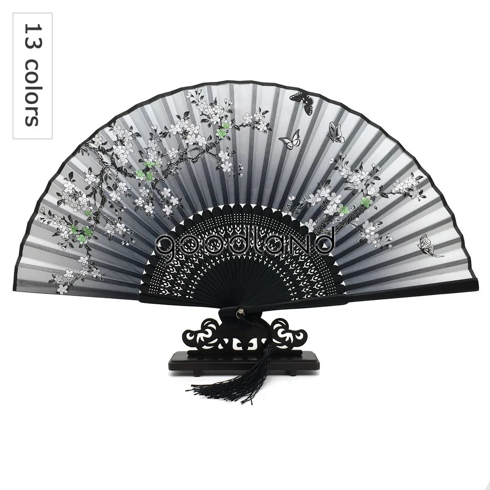  Free Shipping 1pcs Charming Floral Print Bamboo Folding Fan Wedding Decoration Table Wedding Invita - 32835656605