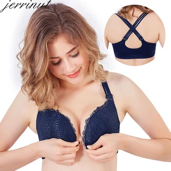 

Jerrinut Lace Plus Size Bra Front Closure Underwear Women Bra Push Up Bralette Bra Large Size Women Wire Free Big Size Bra Cup