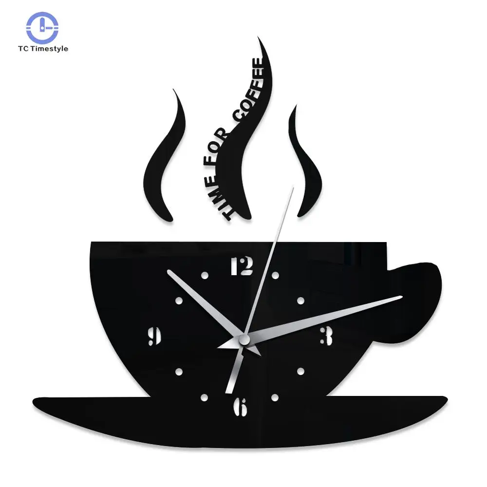 Wall Clock Coffee Cup Living Room Decorative Time For 3d ...