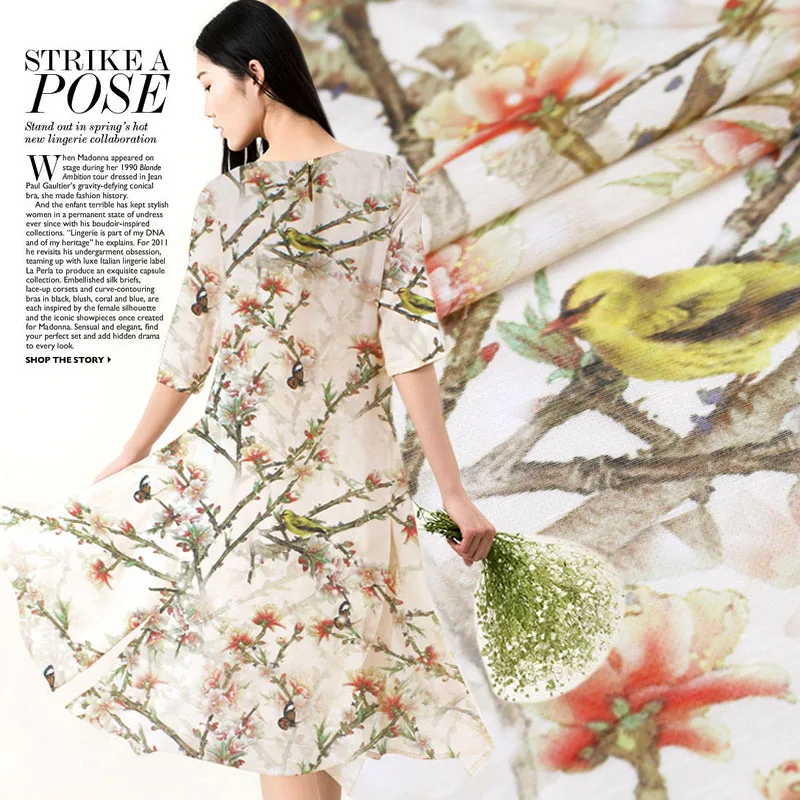 

Digital printing silk linen fabric breathable clothing dress chinese silk fabric natural linen fabric wholesale linen cloth