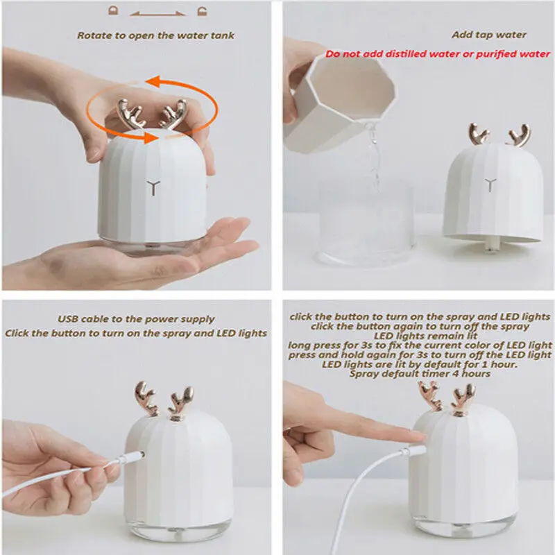 Ультразвуковой увлажнитель воздуха 220 мл аромараспылитель USB со светодиодной