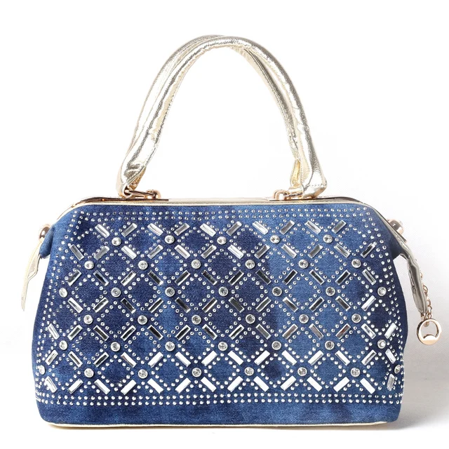 2017 High Quality Famous Brand Womens Bags Denim Rhinestone Knitting 2017 High Quality Famous Brand Womens Bags Denim Rhinestone Knitting Handbags Las Designer Tote Shoulder Bag