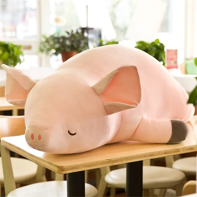 Fancytrader Large Soft Lying Pink Piggy Plush Toy Stuffed Fat Animals Pig Doll Pillow 80cm 100cm 120cm Valentine's Day Present