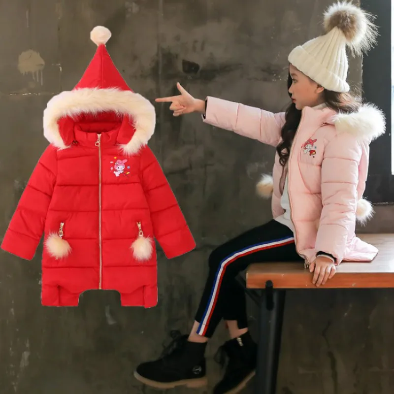 

Children's cotton coat 2018 winter new girls cotton coat hair ball big boy down cotton padded girl thick cotton Korean coat