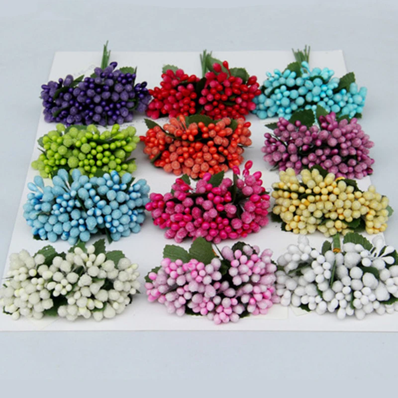 

12PCS/lot Artificial Flower Stamen Wire Stem/marriage Leaves Stamen DIY Wreath Wedding Gift Box