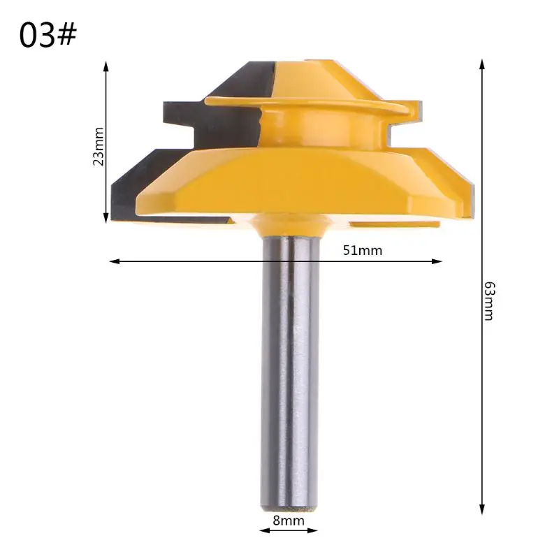 45 градусов Блокировка Торцовочная 8*1-1/2 3/8 8*2 фреза 8 мм хвостовик триммер дрель фреза дерево Рабочий инструмент - Длина режущей кромки: 03