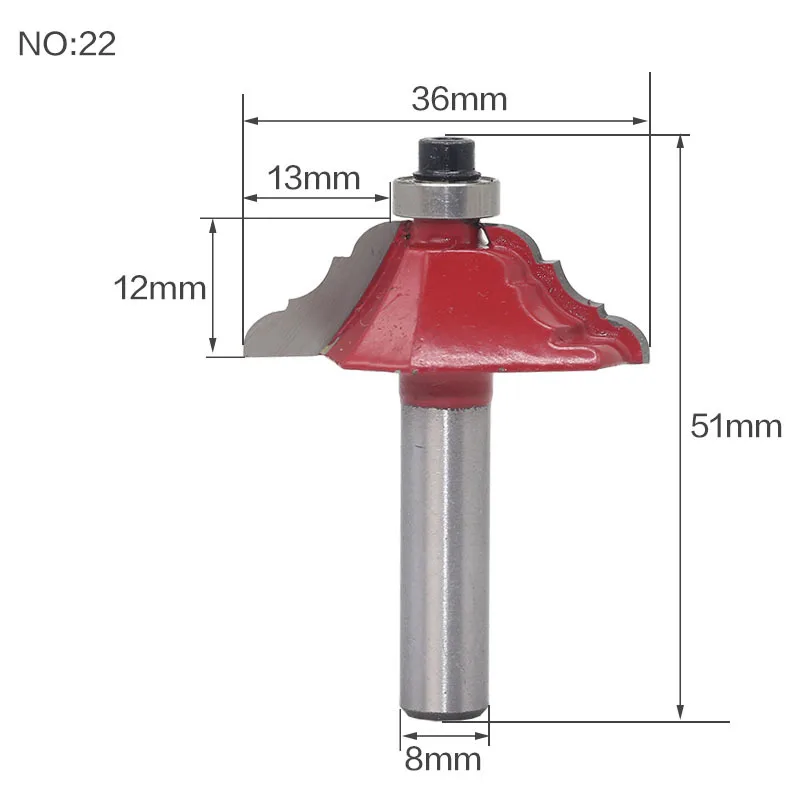 8 мм традиционный Ogee кромкоформовочный маршрутизатор бит-" хвостовик деревообрабатывающий нож Линия для дерева - Длина режущей кромки: NO22