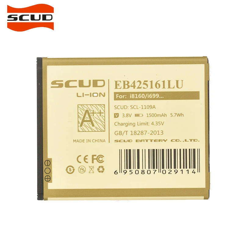 SCUD Оригинальный аккумулятор для телефона EB425161LU Samsung i699/i739/i759/i8160/i8190 GALAXY S3 Mini/S7562/S7568