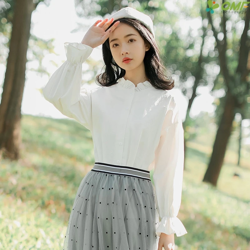 Mori Girl White Shirts Female Literary Green Blouses Preppy Style Tops ...