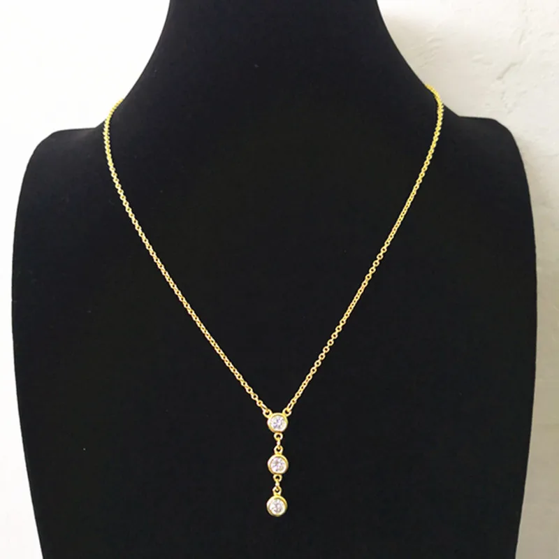 

1:1 TIFF 925 Sterling Silver Women's Necklace Pendant Zircon Trend Classic Logo Gold Necklace Round Jewelry Holiday Gift