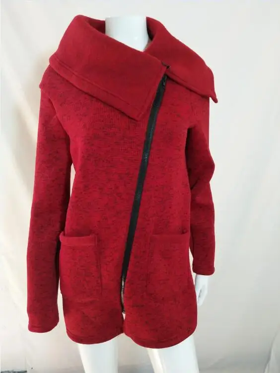 OHRYIYIE размера плюс 5XL серый женский кардиган весна осень свитер на молнии Женский трикотажный кардиган с длинным рукавом и карманами - Цвет: Красный