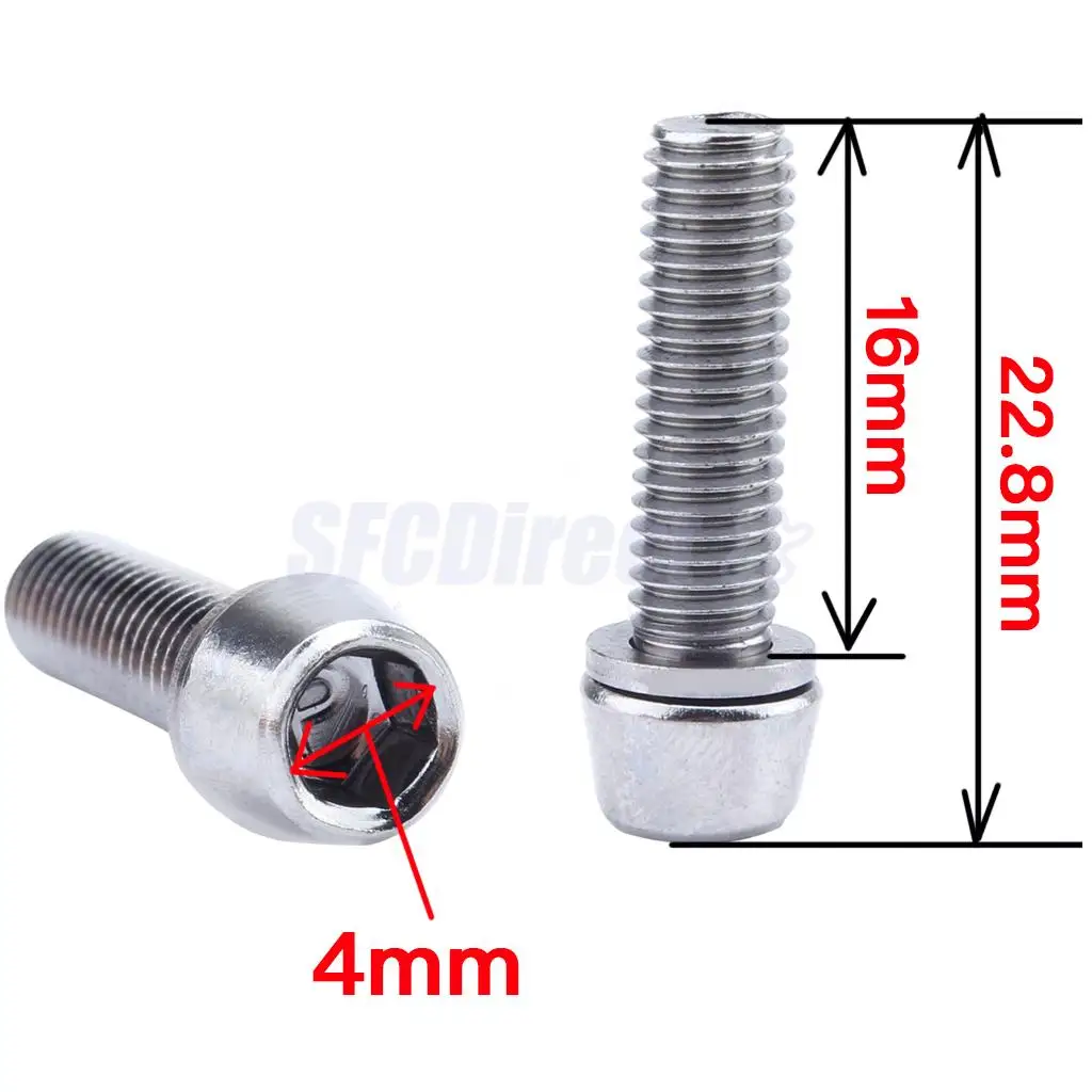 8pcs Bicycle Stem Screws Water Bottle Cage Bolts Socket Screws Silver M5 M7