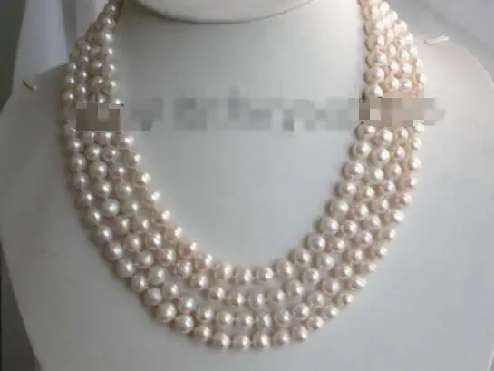 

Free shipping hot sale Women Bridal Wedding Jewelry >> 4rows Natural White Pearl Necklace zircon clasp!