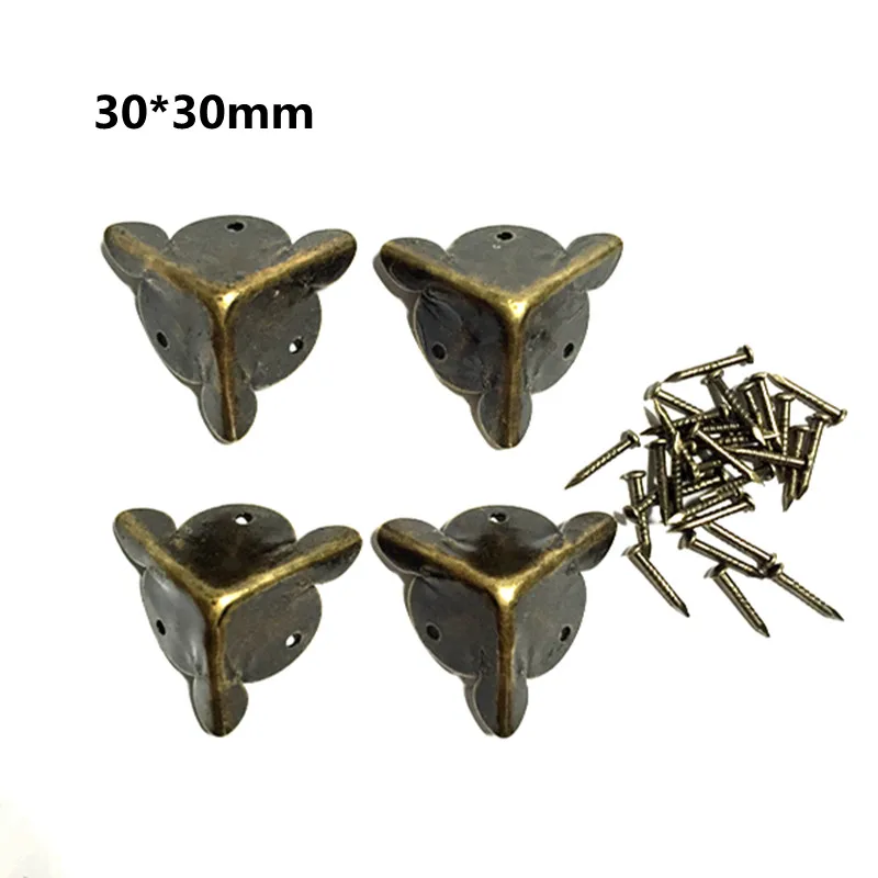 

30mm antique furniture Metal Corner protector Security angle Box corners Feet care Small Hardware accessories 10pcs/lot