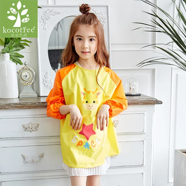 Детский водонепроницаемый фартук с длинными рукавами для малышей, фартук для рисования, художественный фартук avental - Цвет: Yellow