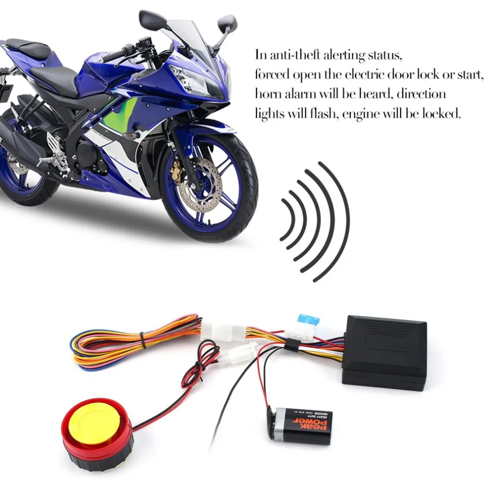 

125dB Volume Anti-theft Security Alarm Motorcycle Bike Autocycle Immobiliser Sensor Double Remote Control Engine Start Alarm