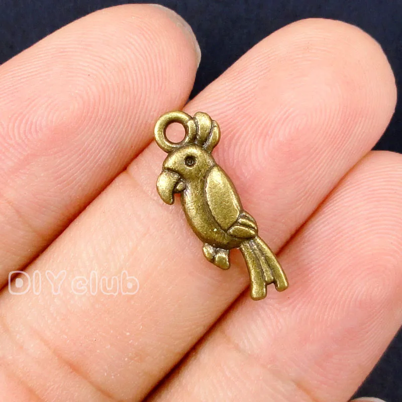Античные бронзовые подвески с попугаем 50pcs 20x8мм|charm pendant|parrot charmbronze charms pendants |