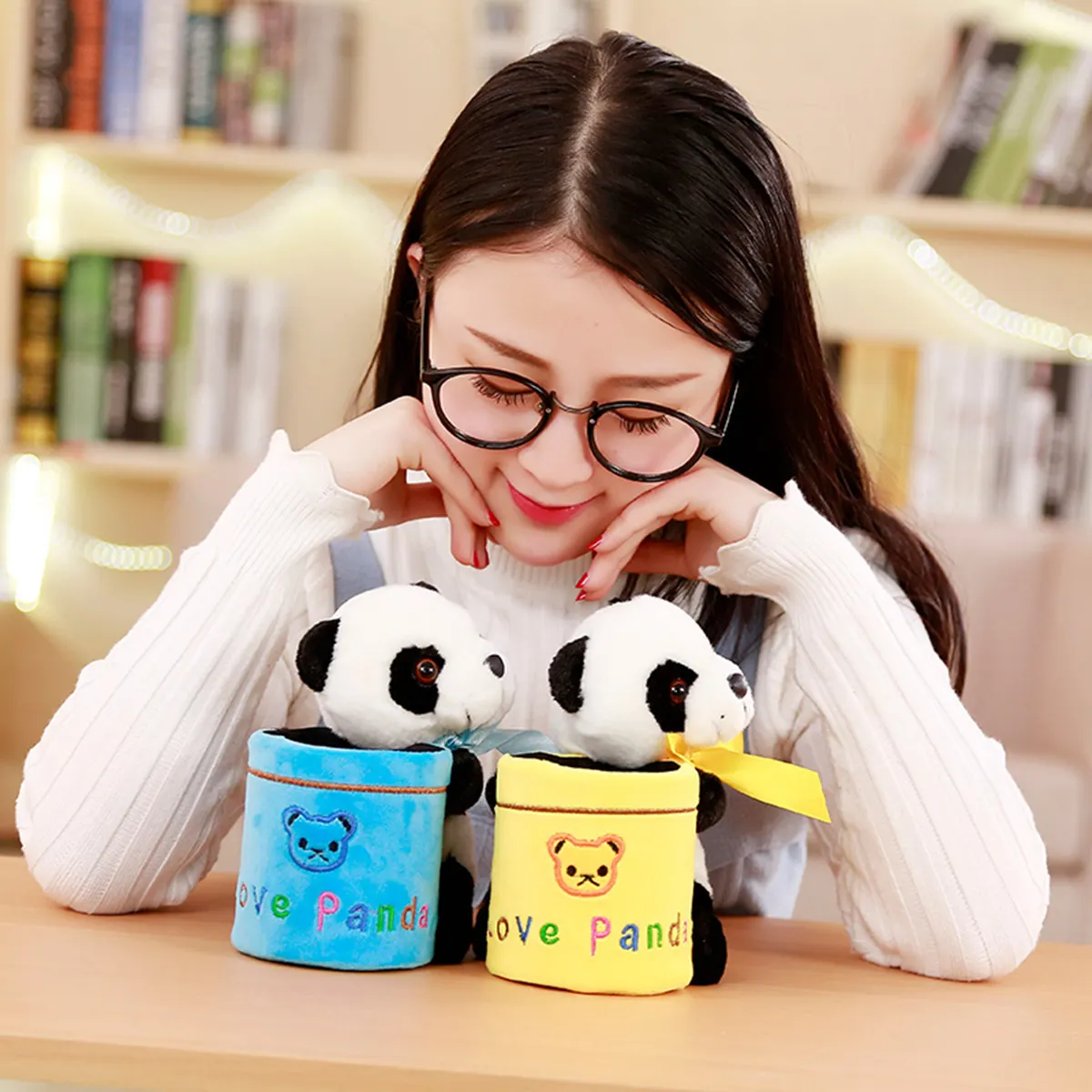 1 шт. Kawaii Panda Плюшевые игрушки для детей канцелярские принадлежности Подарочная коробка для карандашей щетка ручка горшок девочка мальчик мягкие плюшевые Взрослые День Рождения