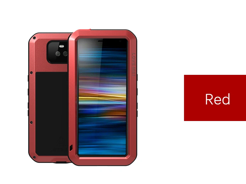 Брендовый чехол Love Mei для sony Xperia 1 10 Plus, металлический чехол для телефона sony Xperia 10 Plus, противоударный чехол, прочный Чехол - Цвет: Красный
