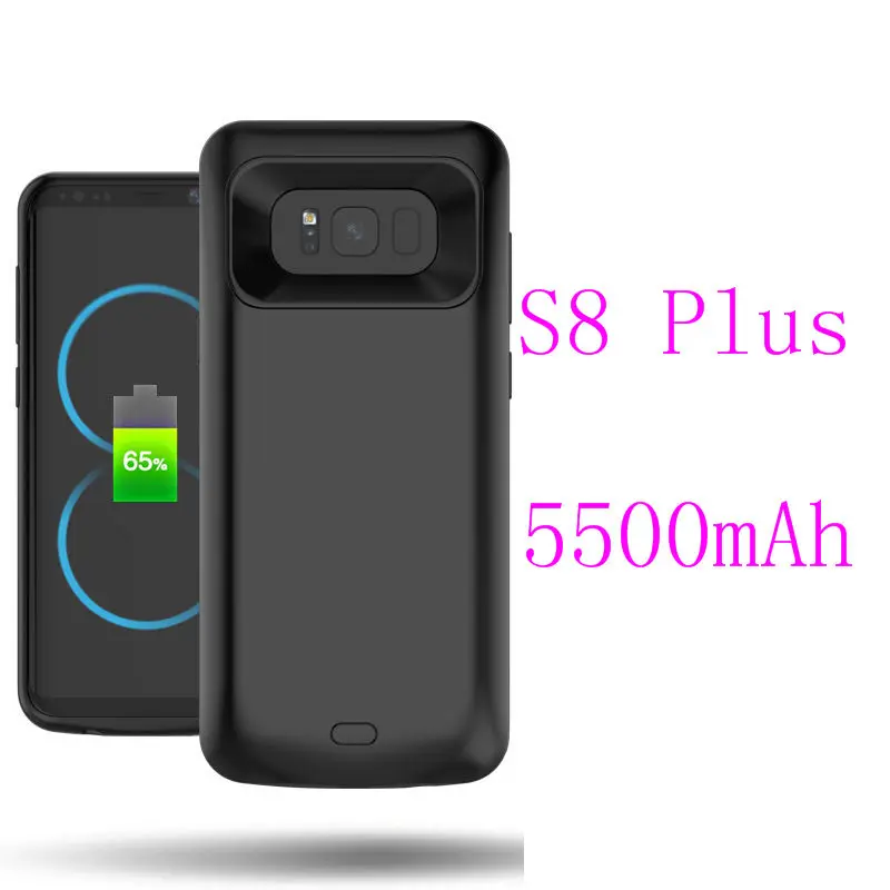 Силиконовый противоударный Батарея зарядный чехол для samsung Galaxy S9 S8 Plus Note 9 Note 8 Батарея Зарядное устройство Чехол Пакет Мощность банк чехол - Цвет: S8 Plus-Black