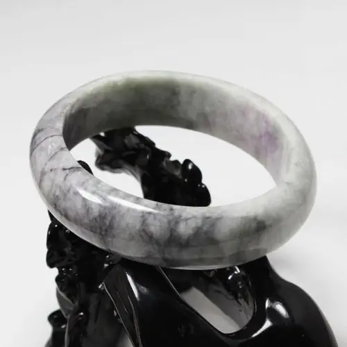 

free shipping 1045 Beautiful Certified Grade "A" Natural Gray Jadeite Jade Gems Bangle Bracelet