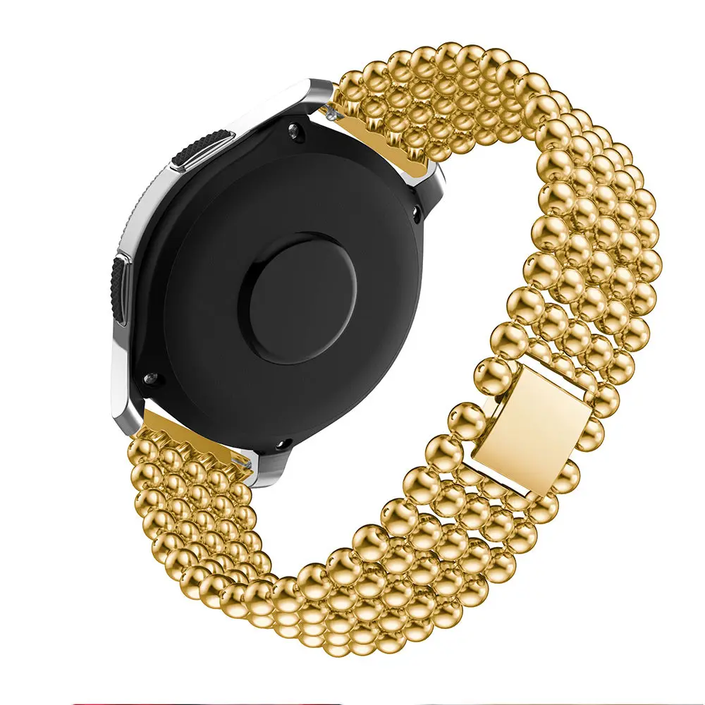 Стильный браслет из бисера, ремешок для часов, роскошный ремешок из нержавеющей стали, сменный ремешок для samsung Galaxy Watch 46 мм, умный ремешок, черный