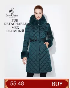 SnowClassic жакет женщин теплый зимний длинный пальто мода весна outwear сплошной тонкий толстый куртка передний край лиса меховой воротник