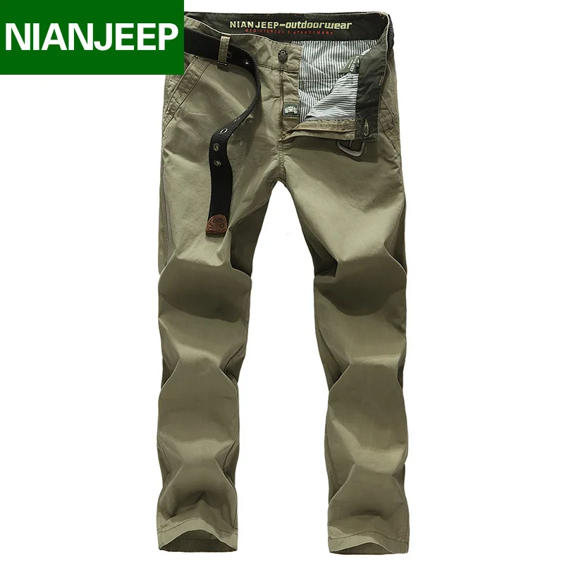 KHAKI Nian Jeep брендовая одежда осенние однотонные мужские хлопковые брюки размер 28-42 повседневные мужские брюки 66 - Цвет: KHAKI