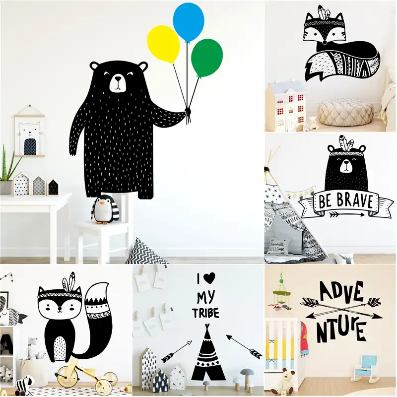 Detail Feedback Questions About Tribal Animals Ballon Bear Fox Arrow Tribal Animals Ballon Bear Fox Arrow Wall Sticker Vinyls Stickers Bedroom Decor Nursery