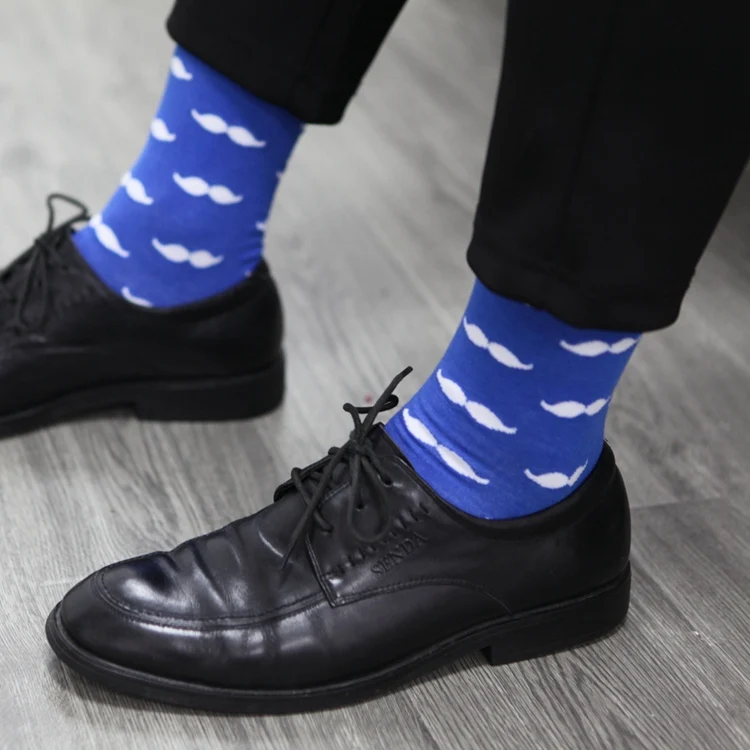 Мужские хлопковые носки, модные высококачественные цветные носки с бородой и бородой (5 пар/партия), США 7,5-12