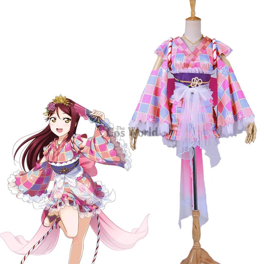 

LoveLive!Sunshine!! Aqours Sakurauchi Riko Summer Yukata Kimono Dress Uniform Outfit Anime Cosplay Costumes