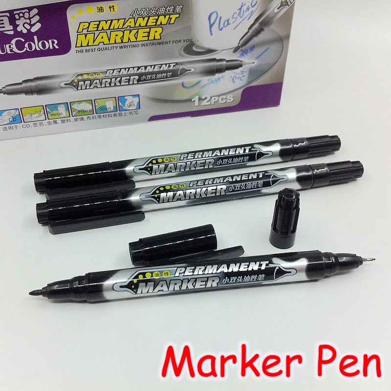 [TrueColor] (36 Pieces/Lot) Black Permanent Fabric Marker Pen For Textile CD Glass Cloth Metal Paper Office Supplies 0615B