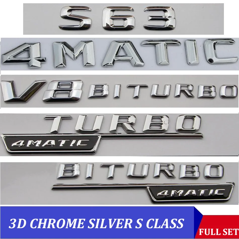 3D Хром W221 W222 эмблема S63 S350 S500 4matic S CLA буква наклейка на автомобиль логотипа Эмблема