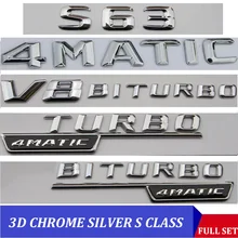 Insigne de voiture 3D chromé W221 W222, emblèmes S63 S350 S500, 4MATIC S CLA, emblèmes de voiture, pour Mercedes Benz AMG 