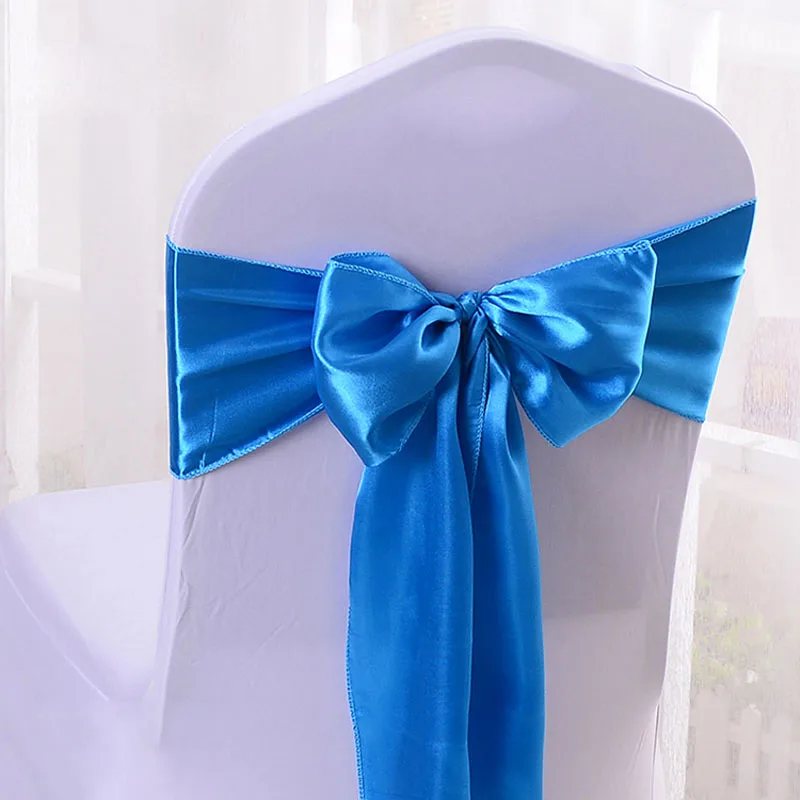 

New 100pcs Wedding Party Decorative Satin Bows Ties Ribbon Chair Back Sash Bands Hotel Banquet Decor Chair Sash Cover 6"x108"