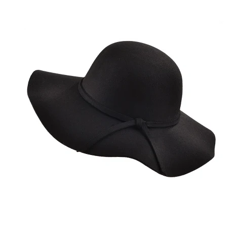 black Осень зима лето мода Fedoras Винтаж чистый женская пляжная шляпа от солнца женский волны с большими полями шляпа от солнца Fedoras леди шляпа от солнца - Цвет: black