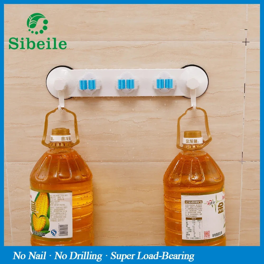 Kitchen Wall Mounted Hanger 3 Position Kitchen Storage Mop Broom Holder Tool Plastic Suction Cup Broom Holder Bathroom SBLE