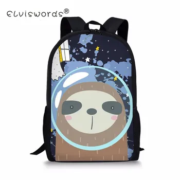 

ELVISWORDS Cute Sloth Design School Backpack For Boys Girls Teens Kids Children SchoolBag For Adolescence Mochila Infantil