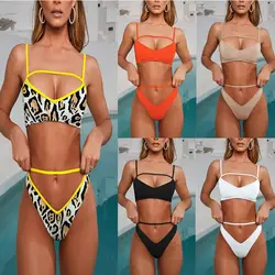 REDCORE бикини пляжные женские наборы Лето 2019 комплект из двух предметов женский укороченный топ женские и трусики Модный комплект из 2