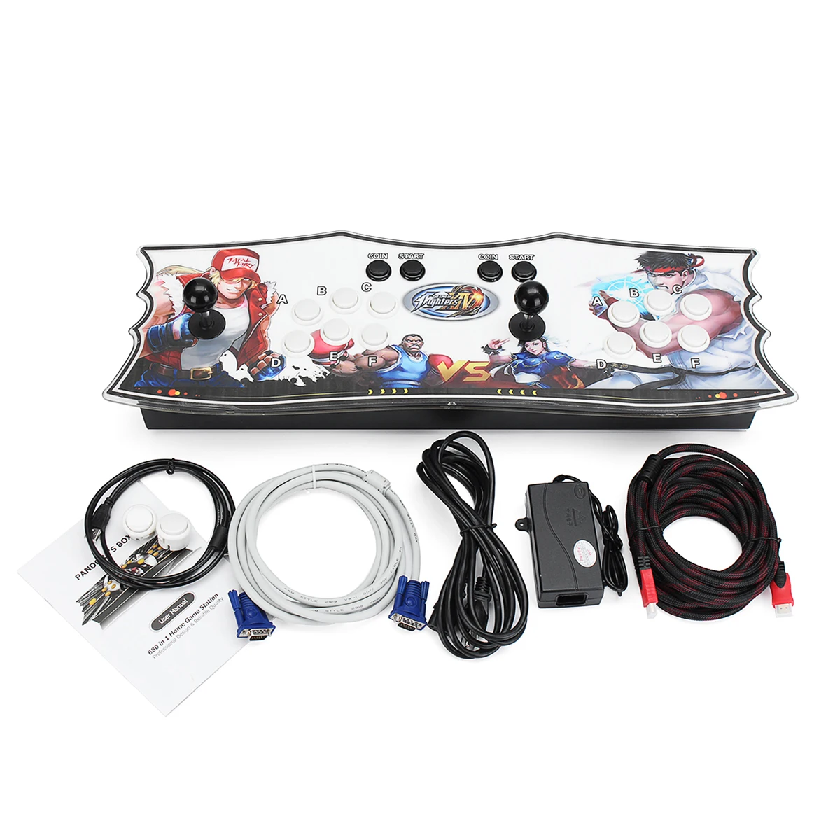 

Box 4S 815 in 1 Dual Player Double Black Joystick Arcade Game Console Controller VGA HDMI USB Video Coin Operated Games